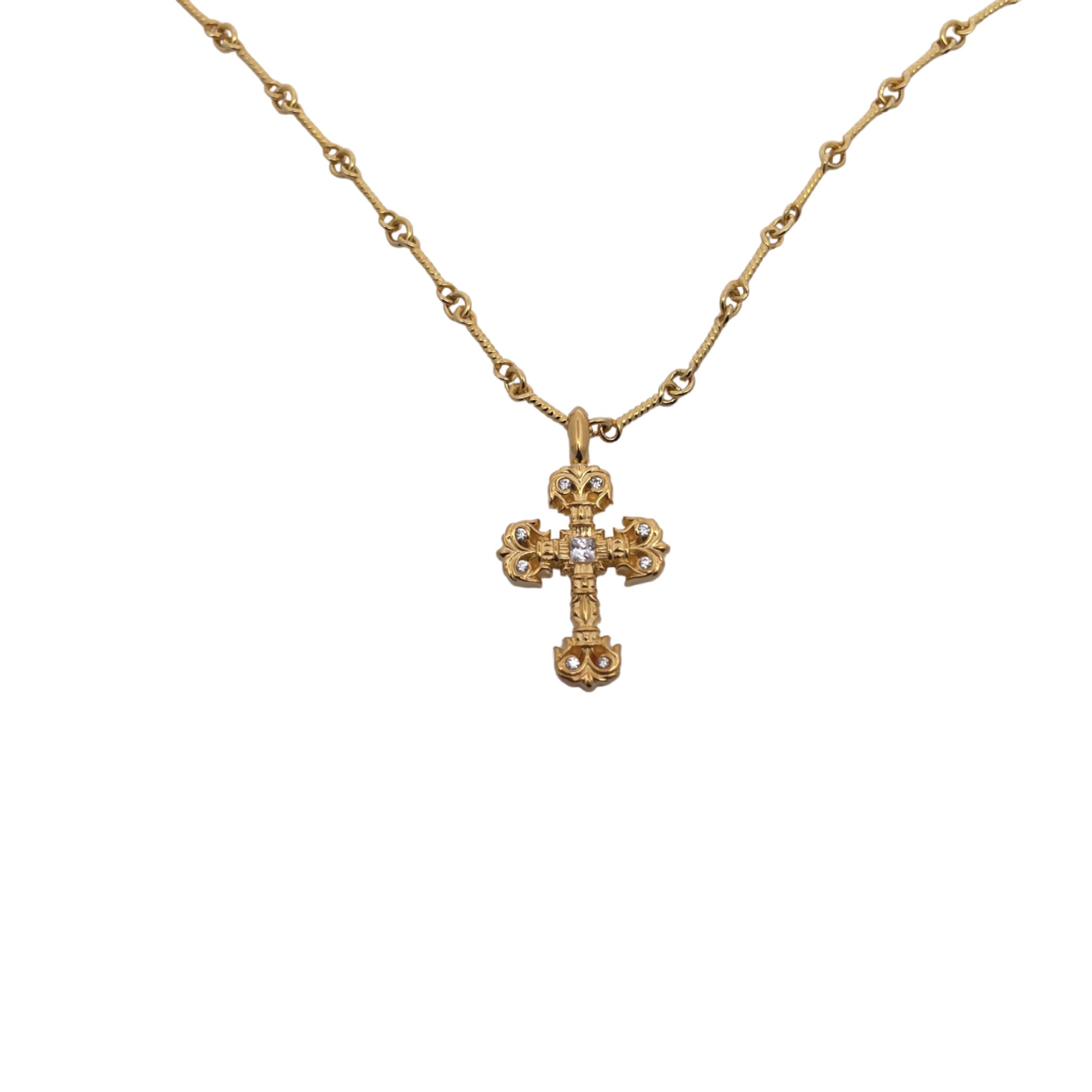 Croix Gold Plated Flame Cross Necklace