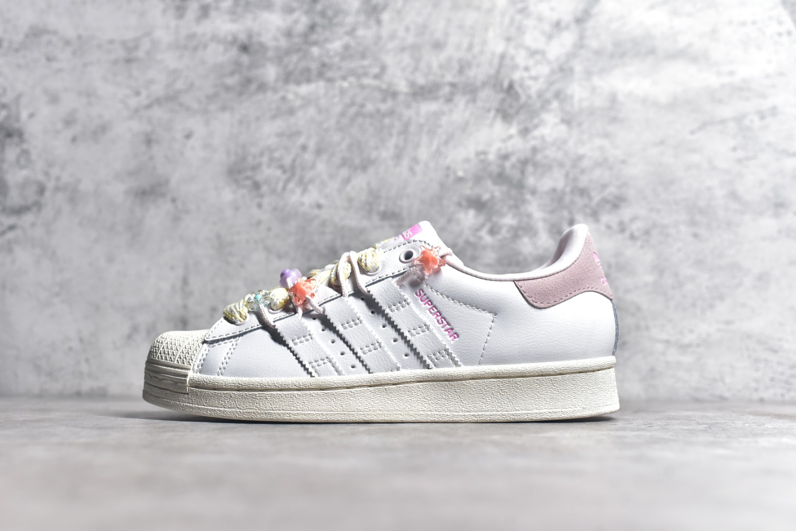 Adidas Originals Superstar Cream White Pin K “Classic Shell Head Series Low Top Casual Shoes