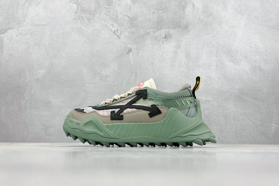 R-version OFF-WHITE ODSY-1000 green sports shoes